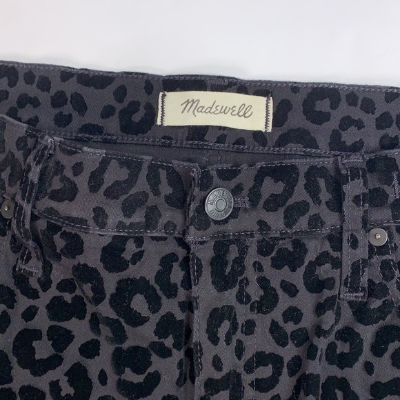 Madewell leopard print flocked velvet black mid-rise skinny pants 32 - Picture 6 of 11